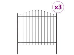 Conjunto 3 Barreira De Jardim Vidaxl Cinzento Aço Revestido A Pó (170 X 165 Cm)