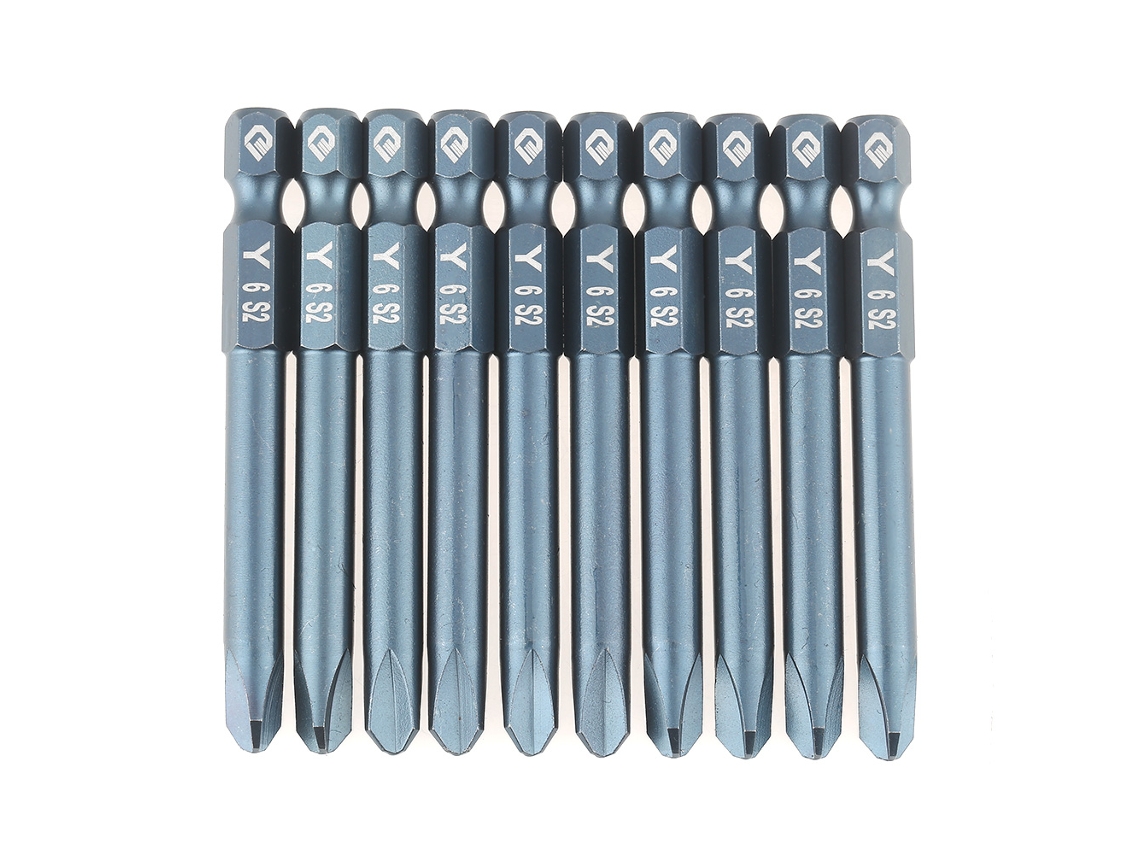 10 Unidades Chave Fenda em Y com Cabo Hexagonal 1/4 Polegada 65mm Aço Liga S2