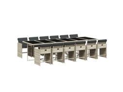 Conjunto de Jantar 13 Pcs para Jardim com Almofadões Vime Pe Cinzento Claro MAISON EXCLUSIVE (13 pcs)