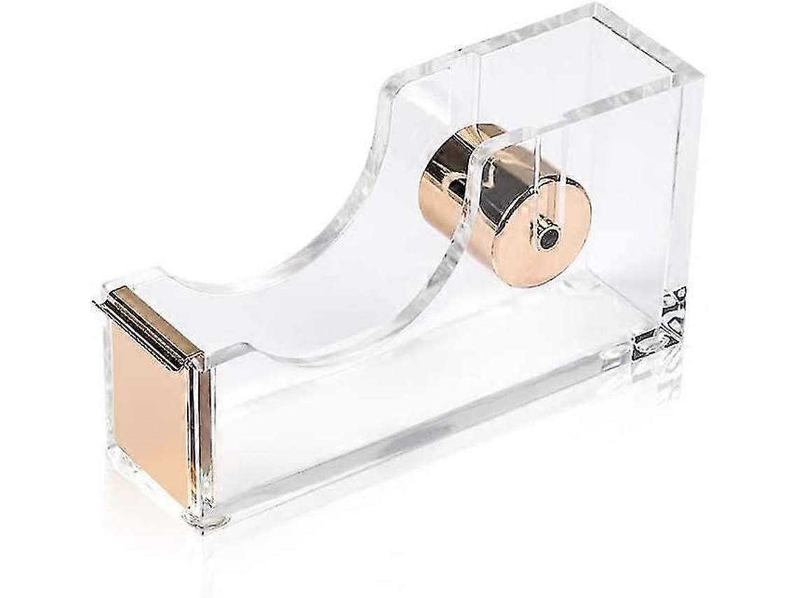 Dispensador De Fita Adesiva Transparente Em Acrílico Dourado De Alta Qualidade, Com Dispensador Manual Único. Ideal Para Escritórios Com Design M