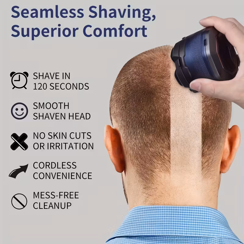 Máquina De Cabelo 6d Com 6 Lâminas Flutuantes, Led E Refil Usb Para Careca E Barba Rosae