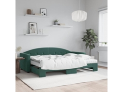 Sofá cama con cajón y colchones de 80x200cm, terciopelo verde oscuro