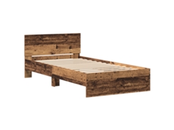 Conjunto 1 Estrutura De Cama Com Cabeceira Vidaxl Castanho Derivados De Madeira (203 X 104 X 70 Cm)