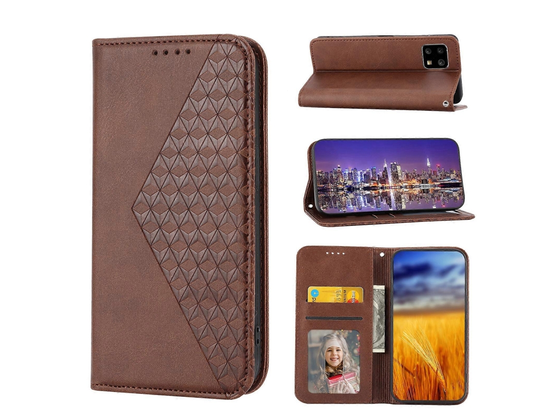 Capa De Couro Magnética Com Textura De Bezerro E Grade Cúbica Para Motorola Moto G Stylus 5g 2023
