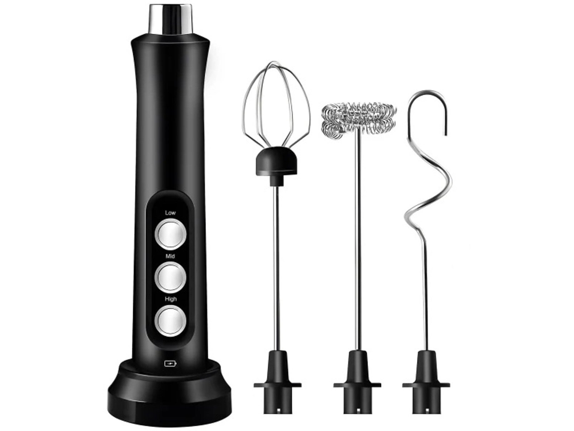 Espumador Elétrico de Leite AQUAFORGE manual, 3 velocidades, para latte, preto