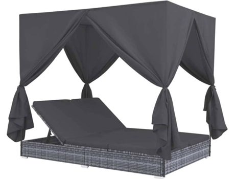 Espreguiçadeira  45647 Com Cortinas (Vime PE - Cinzento)
