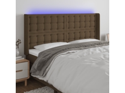 Vidaxl Cabeceira De Cama C/ Luzes Led Tecido 163x16x118/128cm Castanho