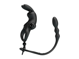 Anel Vibratório Com Corrente Anal Destacável PRETTYLOVE
