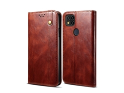 Capa De Celular Xiaomi Redmi 10a/9c Com Textura De Couro Crazy Horse E Acabamento Em Cera.