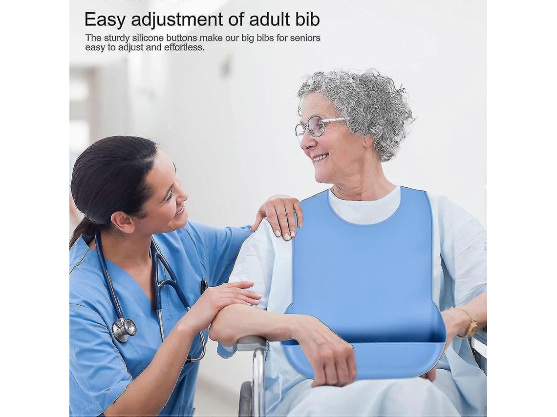 Babadores Para Adultos, Babadores De Silicone Com Coletor De Migalhas, Babadores Ajustáveis ​​para Adultos, Homens E Mulheres.