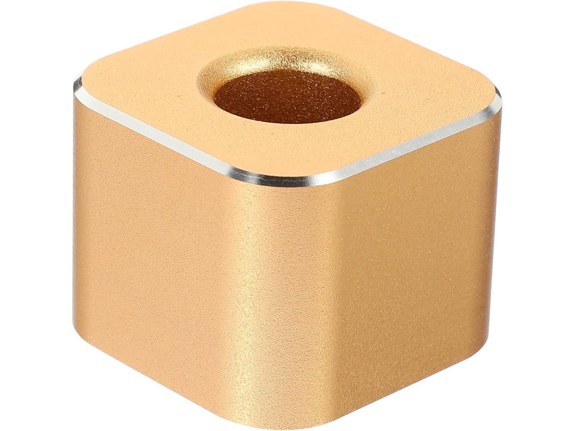 Suporte criativo Caneta em formato de cubo, feito em liga de alumínio dourado, uso prático e durável.