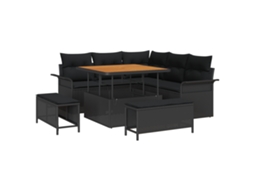 Conjunto 8 Conjunto De Sofá De Jardim Vidaxl Preto Vime Pe (187,5 X 187,5 X 85 Cm)
