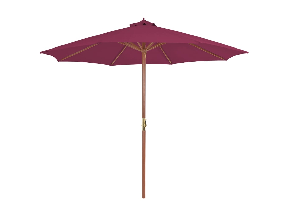 Vidaxl Guarda-sol De Exterior Mastro De Madeira 300 Cm Vermelho Bordô