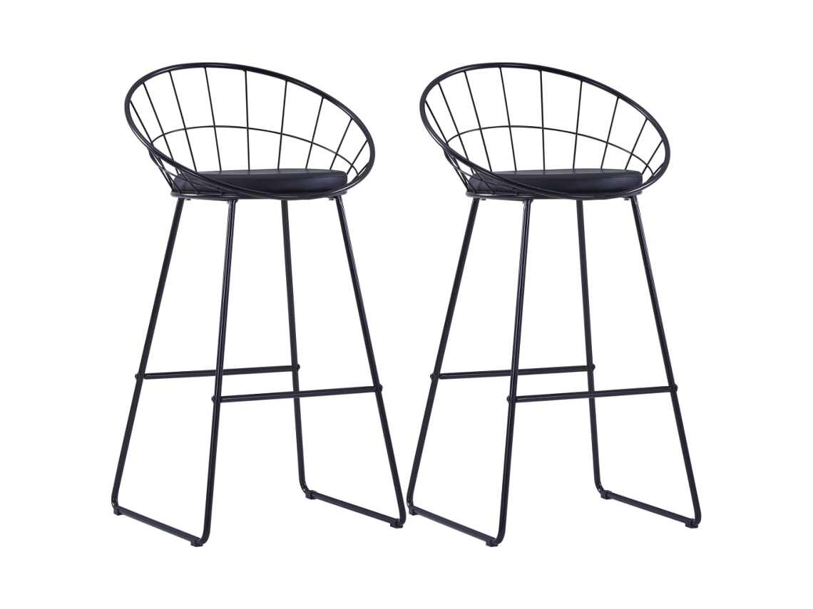 Bancos de Bar 2 Pcs Couro Artificial Preto PANGSHIYUAN