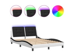 Estrutura de Cama com Led Zadar Branco/preto 140x190 cm MAISON EXCLUSIVE