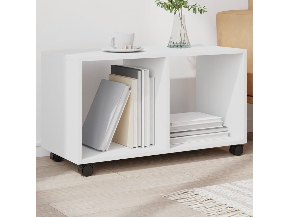 Vidaxl Móvel Com Rodas 72x33x42,5 Cm Derivados De Madeira Branco