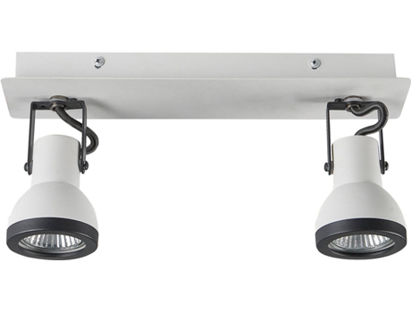 Candeeiro BELIANI de Teto 2 Luzes Metal Preto e Branco Baro