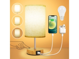 Lâmpada Mesa Táctil Ajustável, Usb A+c, Base Madeira ZYBLSSBB