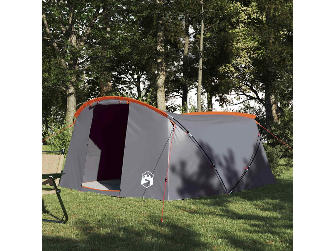 Vidaxl Barraca Túnel Para 4 Pessoas Cinza E Laranja 318 X 275 X 140 Cm