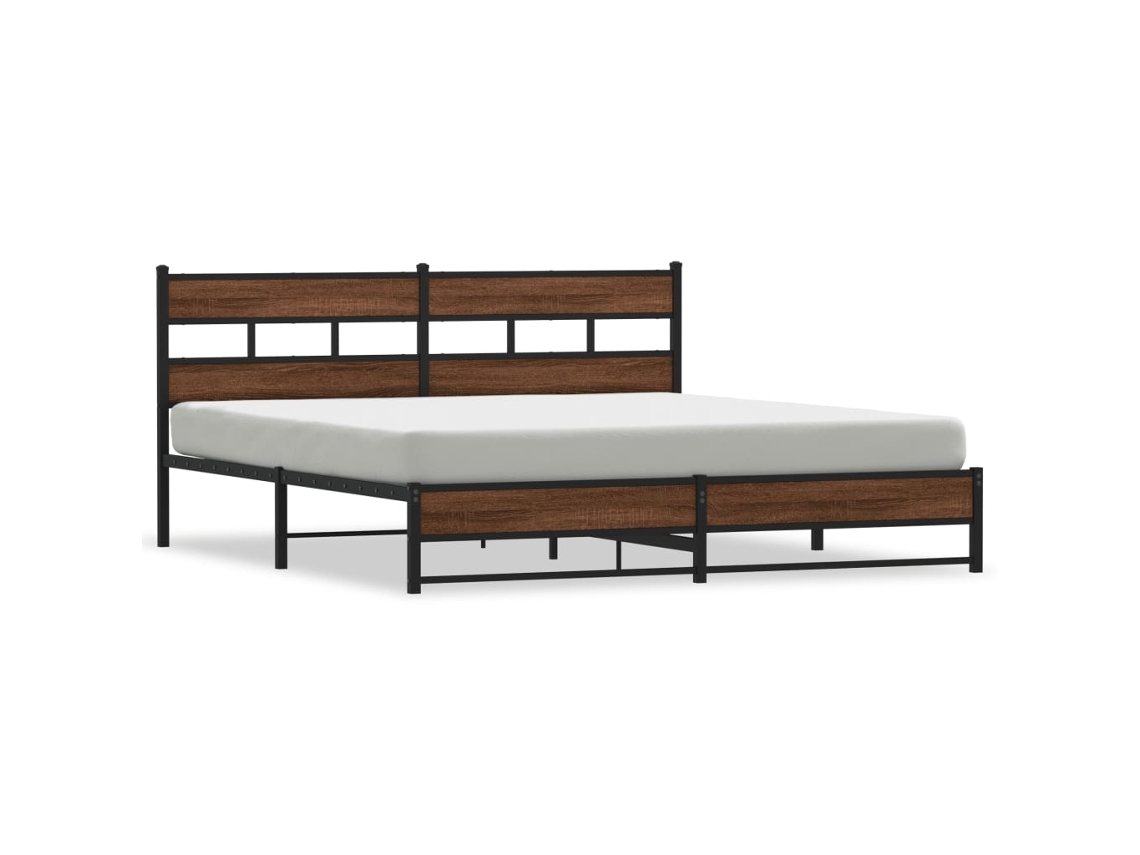 Bed Frame, Bed Frames Vidaxl Marrom Aço (193 X 203 Cm)