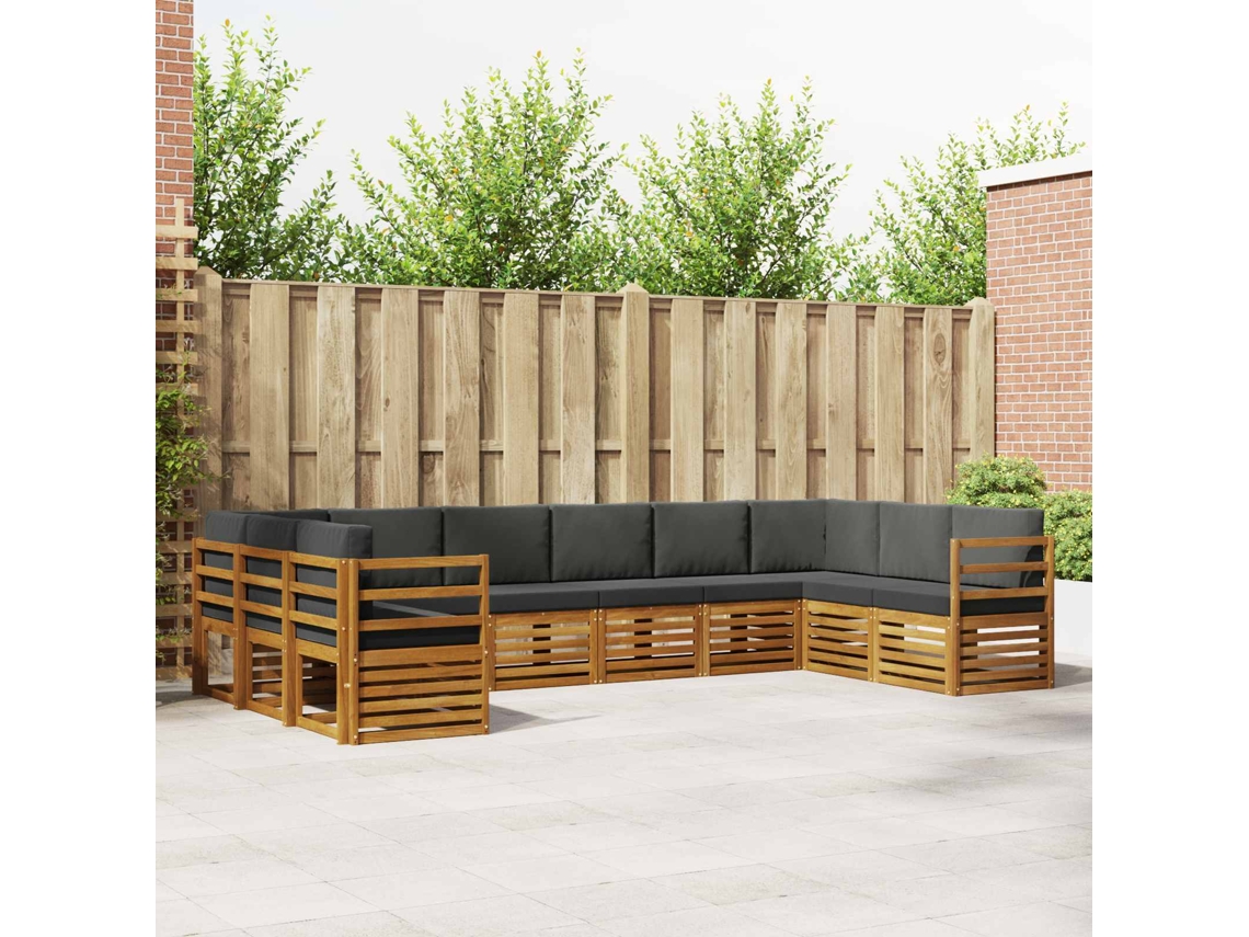 Vidaxl Conjunto De Sofás Para Exterior 10 Unid. Natural E Antracite