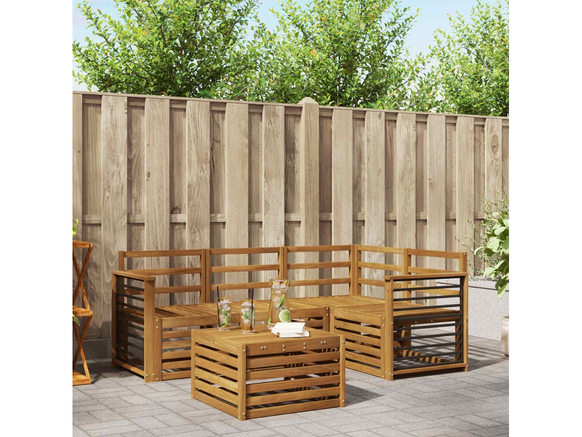 Vidaxl Conjunto De Sofás Para Exterior 5 Pcs Natural