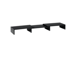 Suporte Elevado para Monitores de Madeira Ajustável em Comprimento e Ângulo para 2 Monitores Notebook 80 117x23,5x10cm Preto Ge