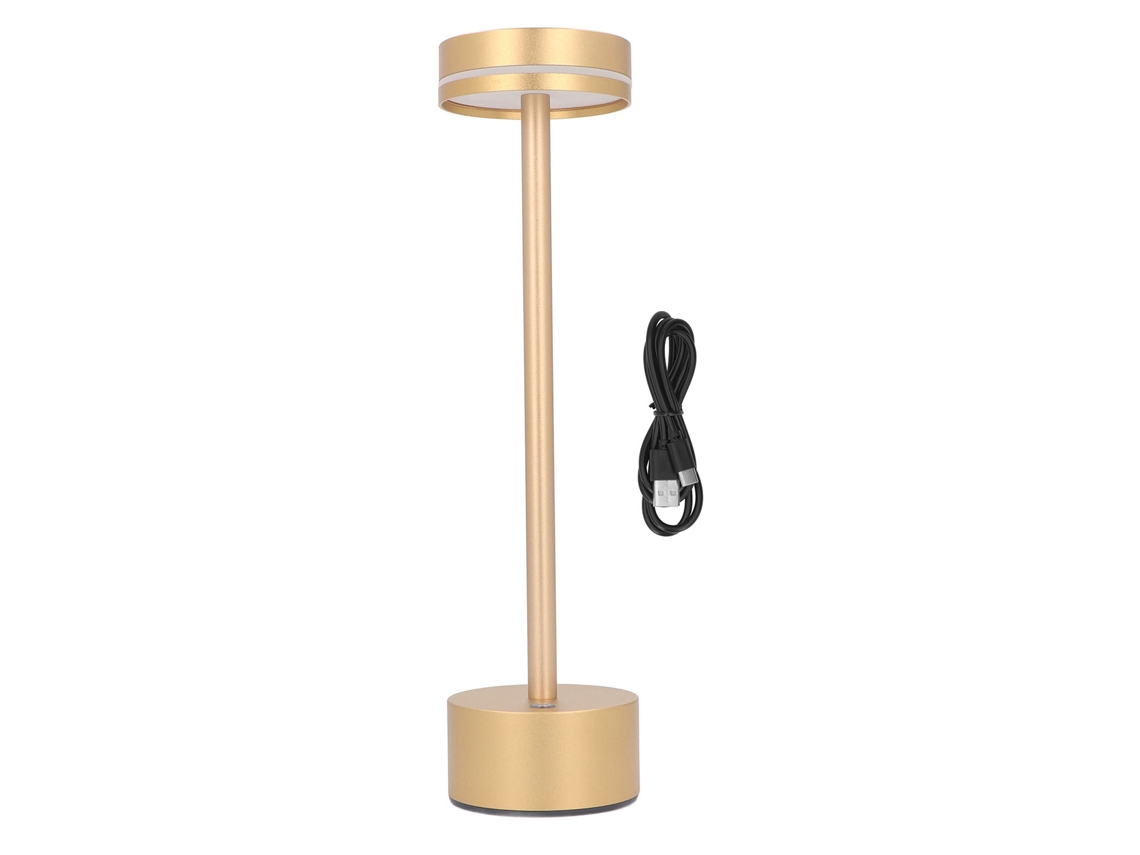 Bj-lâmpada De Mesa Sem Fio Recarregável Led Com 3 Cores E Regulável, Controle Táctil Para Lar, Quarto E Escritório, Dourado