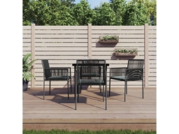 5 Pcs Conjunto Jantar P/ Jardim C/ Almofadões Vime Pe/aço Preto Dkd Home Decor