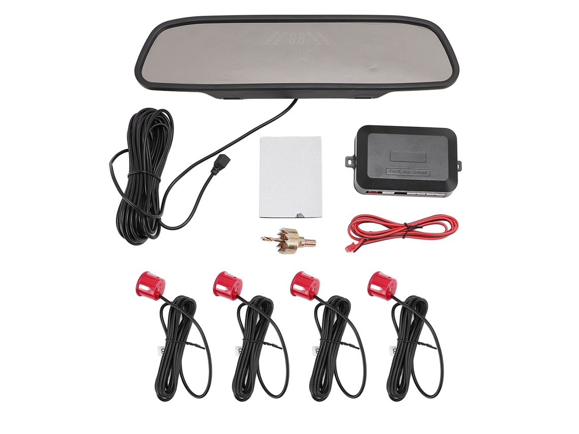 Sistema de Radar de Ré com 4 Sensores, Alerta Sonoro, Led, para Carro | S/MARCA