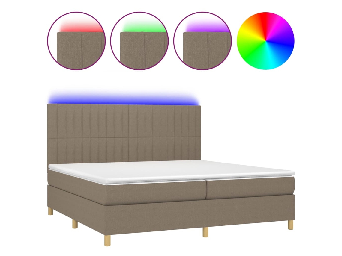 Box Spring Bed, Box Spring Beds Vidaxl Cinzento-acastanhado Tecido (200 X 200 Cm)