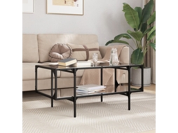 Vidaxl Mesa De Centro Com Topo Em Vidro Preto 98,5x50x45 Cm Aço