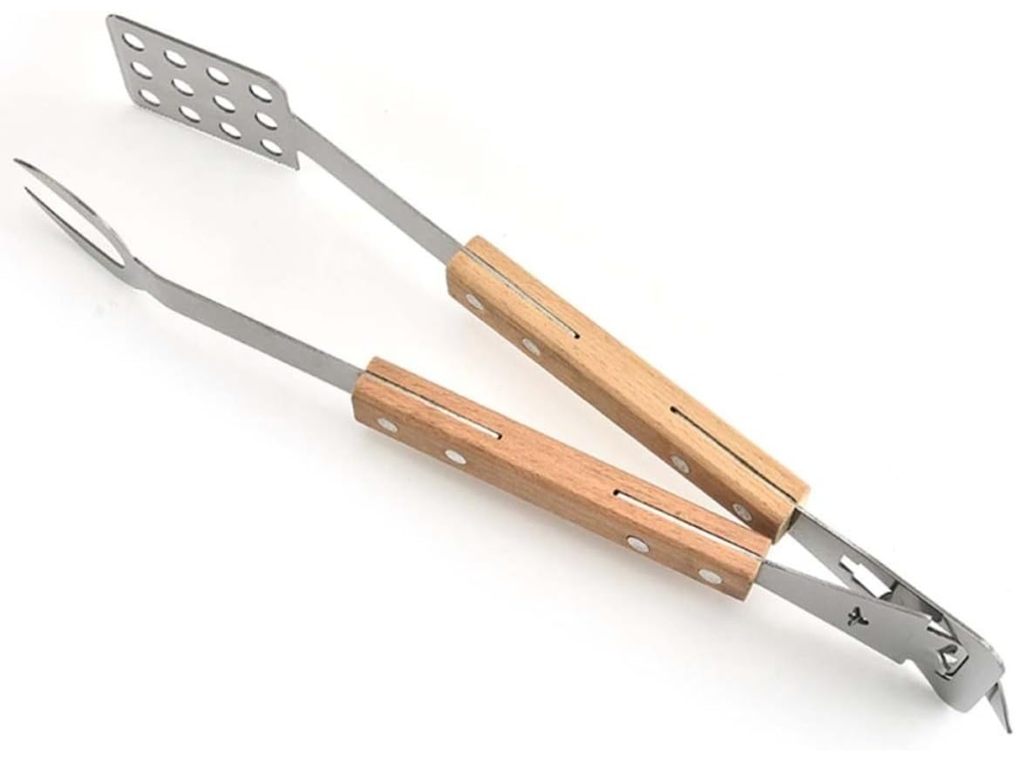 Pinça De Cozinha Multifuncional Inoomp Em Aço Inoxidável Para Churrasco E Servir Alimentos, Com Clipe Removível, Ideal