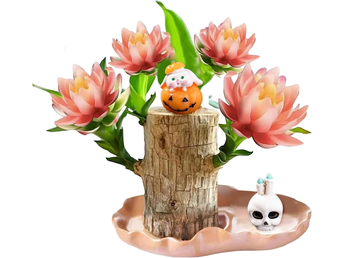Madeira brasileira, planta da sorte brasileira, mini escultura artística, prática para casa.