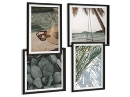 Quadros Decorativos Para Parede Escada Em Espiral, Fachada De Catedral Moldura Preta Quadros Para O Escritório Espelharte (conjunto De 4 Imagens)
