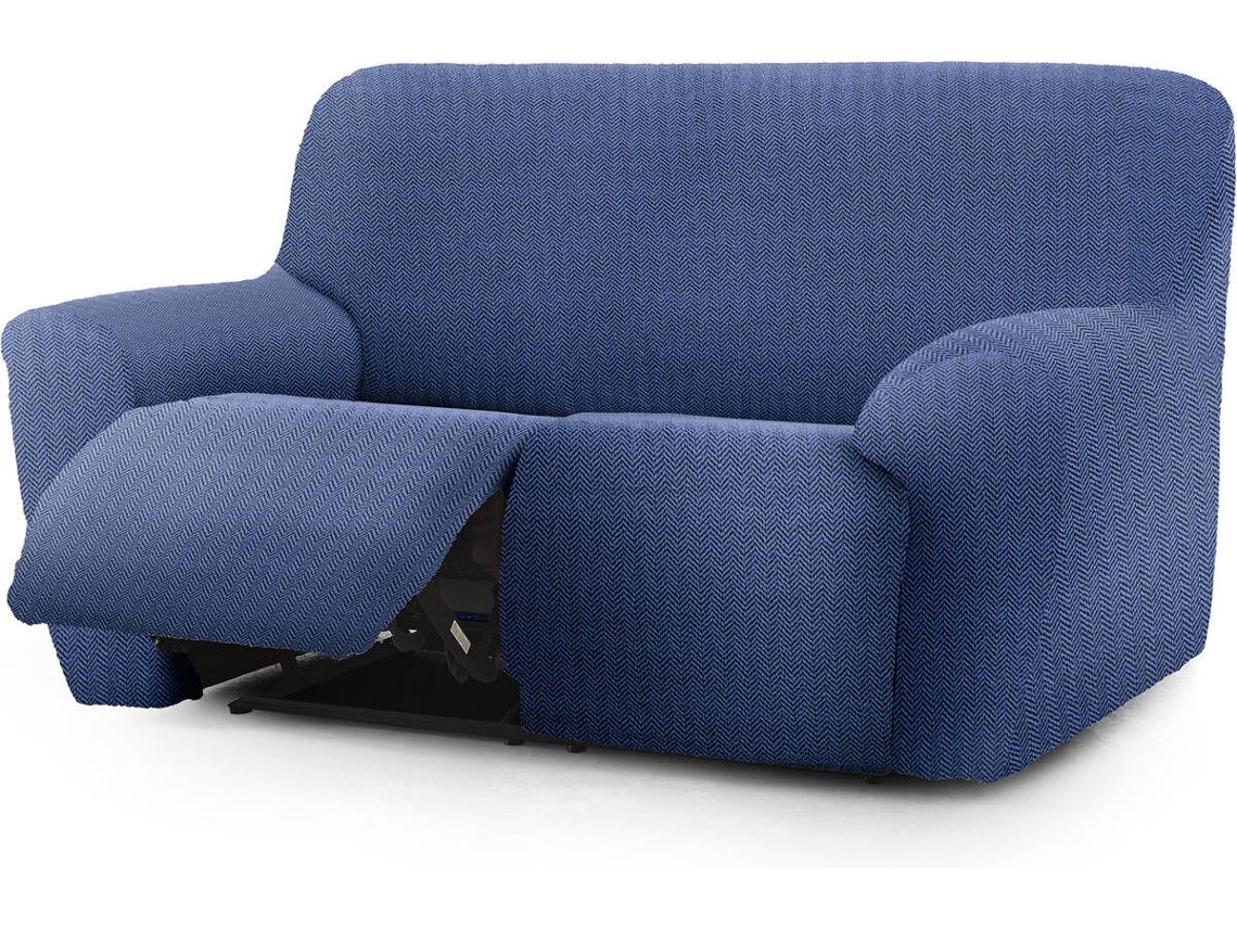 Capa de Sofá Relax Extensível 3 Lugares x 2 Esquerda EYSA Premium Jaz Tecido Multielástico (260 x 70 x 120 cm - Poliéster e Algodão - Azul)