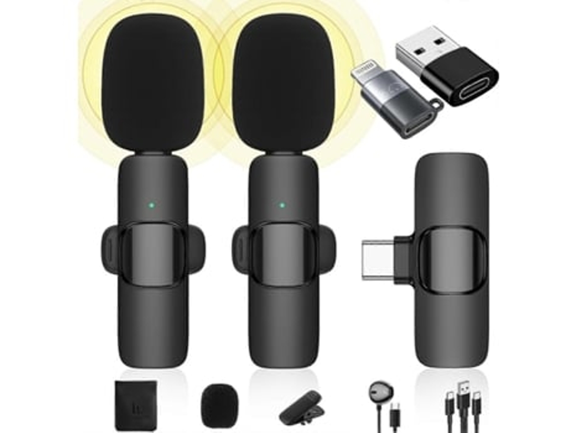 Microfone de lapela sem fio Para iPhone/iPad/telefone Android/laptop
