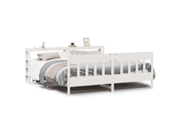 Bed Frame, Bed Frames Vidaxl Branco Madeira De Pinho (200 X 200 Cm)