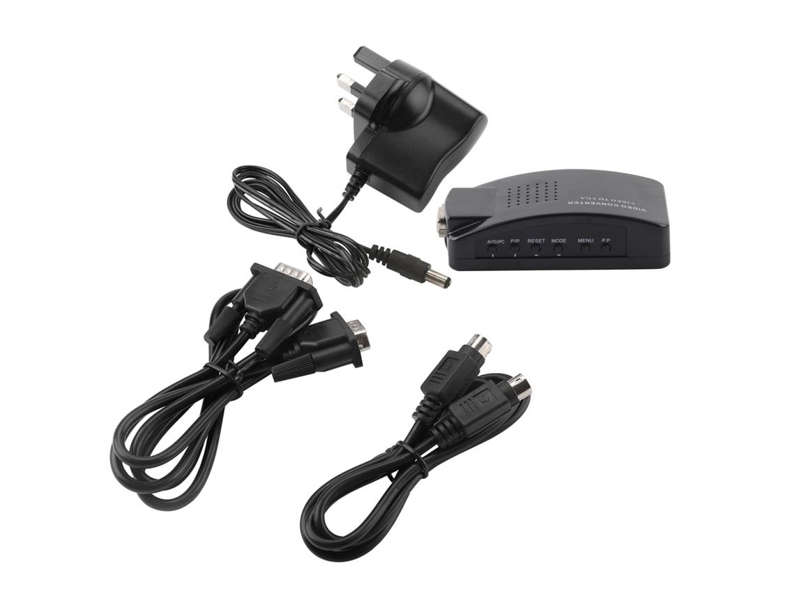 Adaptador conversor BNC S-video para VGA HD, monitor de PC, plugues UK e UE CHABERLU