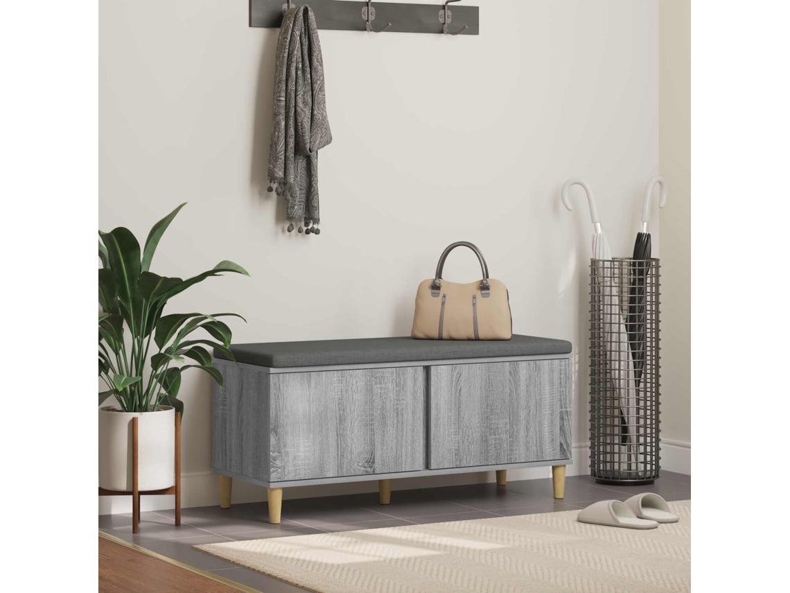 Vidaxl Banco De Hall Com Almofada Sonoma Cinza 100 X 38 X 46 Cm