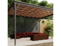 12 Pcs Conjunto Lounge Jardim C/ Almofadões Vime Pe Marrom Dkd Home Decor