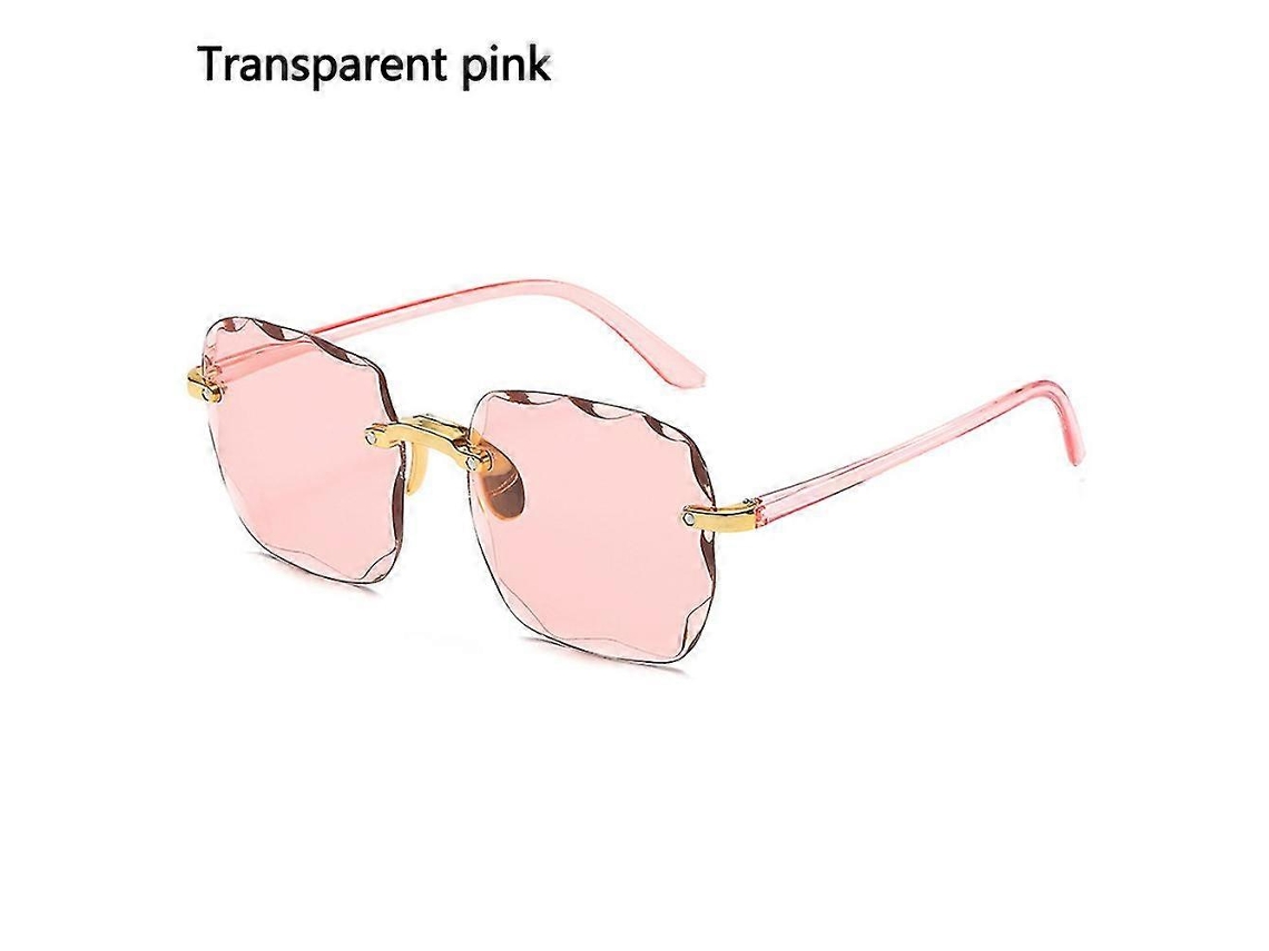 Óculos de Sol Quadrados Sem Aro, 1 Peça, Para Mulheres, Lentes Degradê, Proteção UV400, Estilo Vintage, Transparentes, Sem Armação, Rosa Transparente