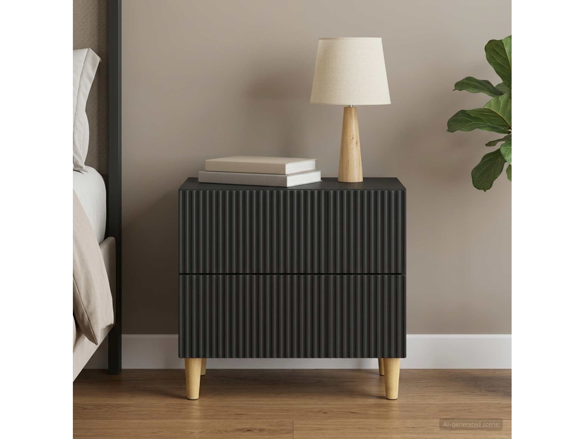 Vidaxl Armário De Cabeceira Com Gaveta Preto 62 X 34,5 X 48 Cm