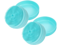 Conjunto De 2 Escovas Esfoliantes Silicone Macio Frcolor Para Chuveiro E Banheira Com Cordão Pendurar, Azul Celeste