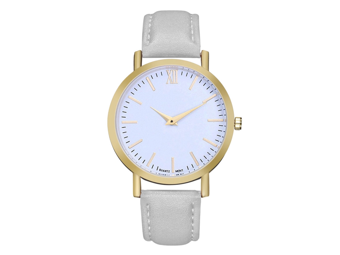 Reloj De Pulsera De Cuarzo Para Mujer Y Hombre Con Correa De Pu Zhoulianfa Moda Simple (gris)