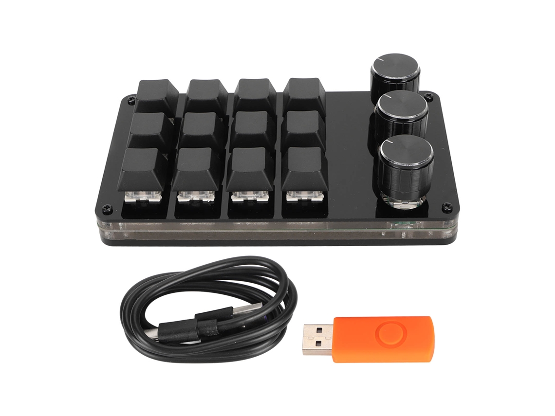 Teclado Mecânico Mini Com 12 Teclas E Chave Azul