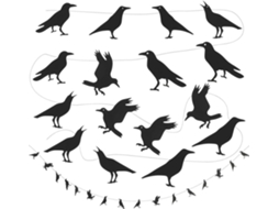 2 Conjuntos de Banners Papel Criativos para o Halloween com Guirlandas Corvos Pretos Decoração CHABERLU