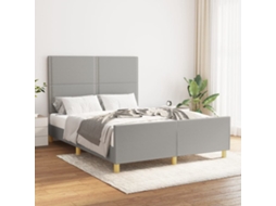 Estrutura De Cama Sem Colchão 140x200 Cm Tecido Cinzento-claro
