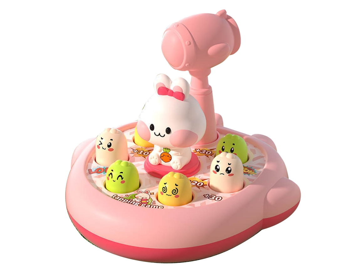 Primerox brinquedo Educativo de Bater Animais Coelho Rosa para Crianças Melhora Coordenação