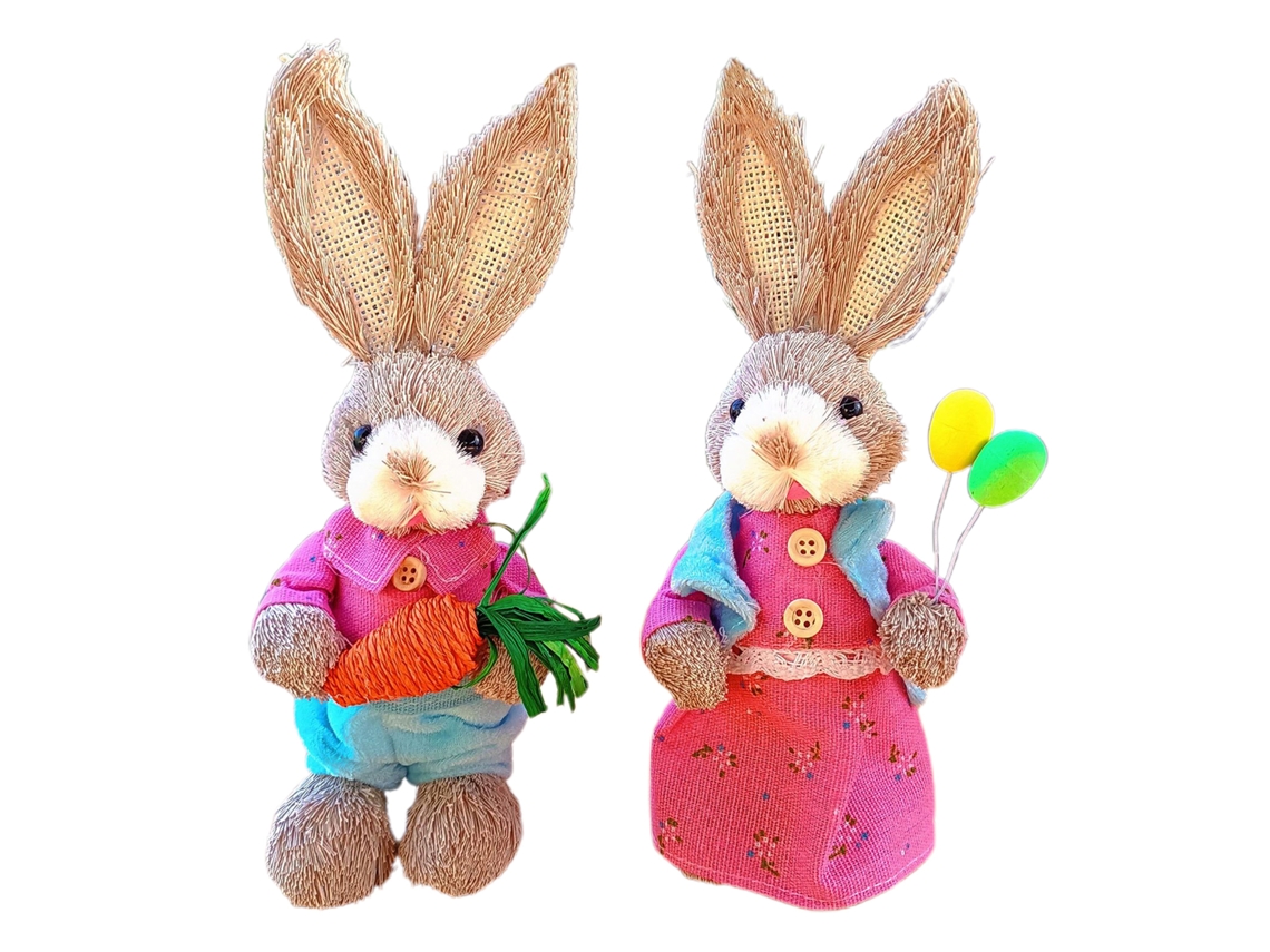 Laxiscreed Conjunto De 2 Bonecos De Palha De Coelho Artesanais Para Decoração De Páscoa, 23cm